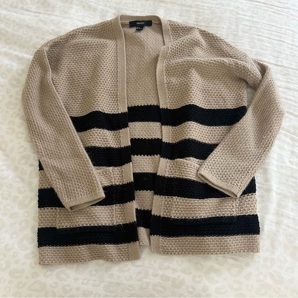 Forever 21 Tan & Black Striped Cardigan - Picture 2 of 5